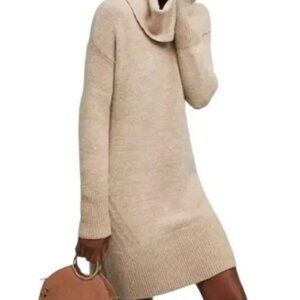 Anthropologie - Sonoran Wool Cashmere Cowl Neck Dress -  Tan - S